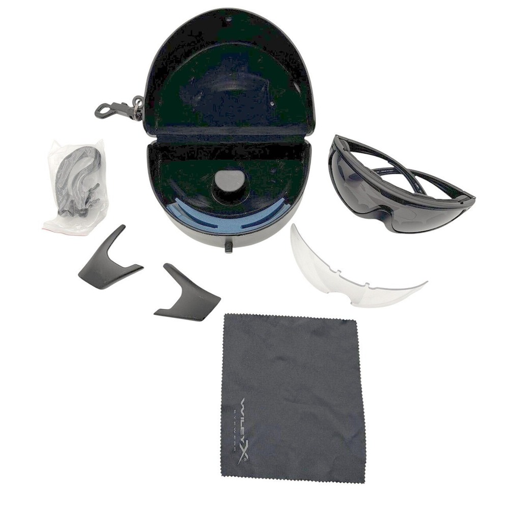 Wiley X Spear Tactical Goggles Black Frame Gray Clear Lenses Z87-2 CQC Case Set